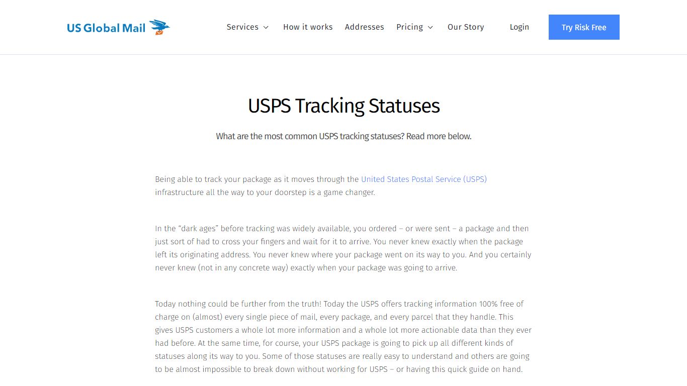 USPS Tracking Statuses - US Global Mail