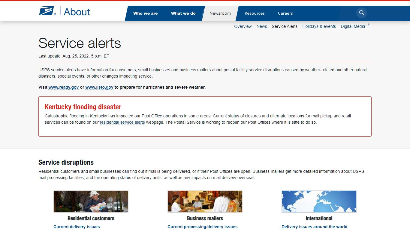 Service alerts - Newsroom - About.usps.com